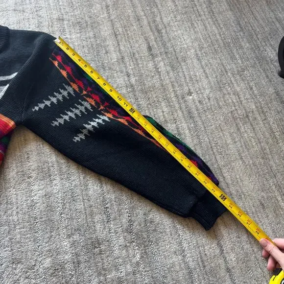 Pendleton Western Wear Black Knit Vintage 70s Unisex Wool L Sweater - Picture 9 of 11